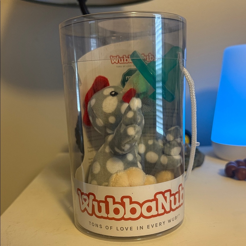 WubbaNub Gray Polka Dot Plush Toy